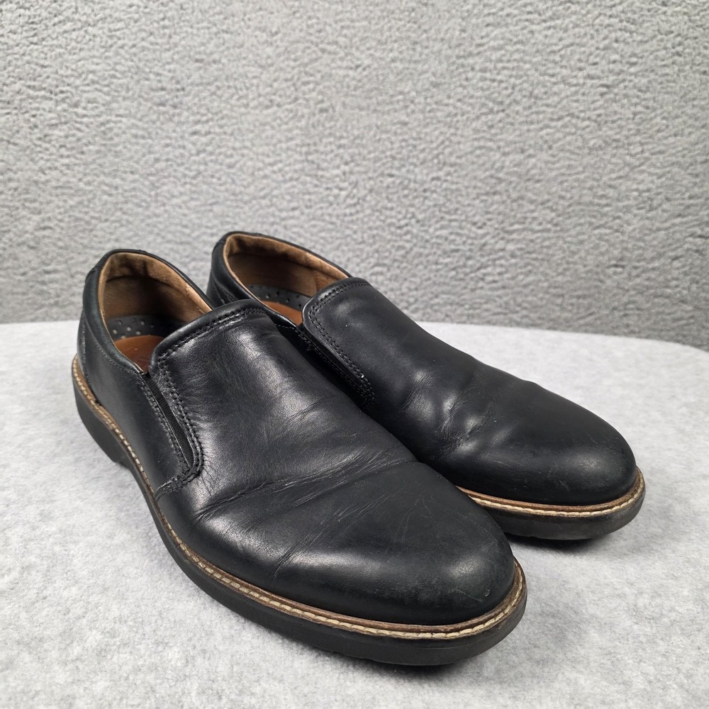 ECCO Shoes Mens Size 12 Black Leather Slip On Loafer Walking Casual Comfort